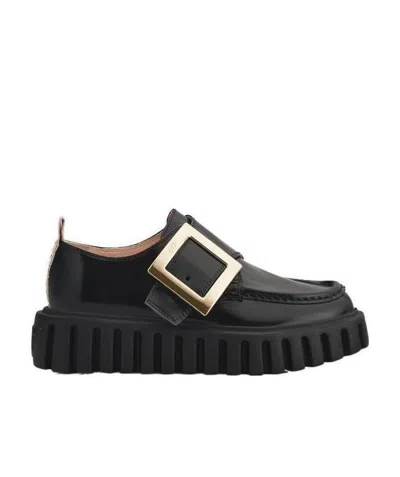 Roger Vivier Buckle-detail Chunky Patent-leather Loafers In Black