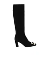 Roger Vivier Buckle-detailed Square-toe Boots In Black