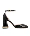 Roger Vivier Patent Leather Pumps With Ankle Strap And Statement Heel 9cm In Black
