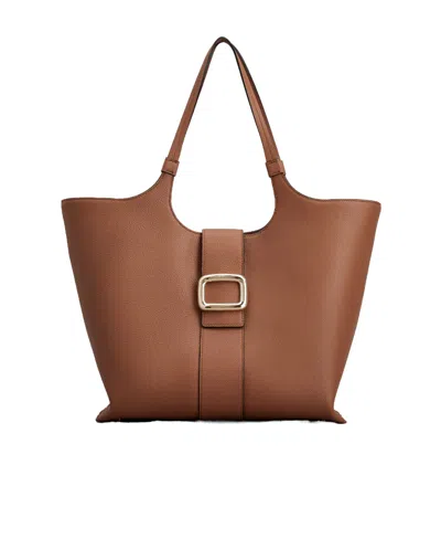 Roger Vivier Buckle Detailed Tote Bag In Brown