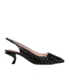 Roger Vivier Tweed Slingback Pumps In Black