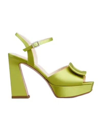 Roger Vivier Buckle High-heeled Sandals With Platform Soles In Green