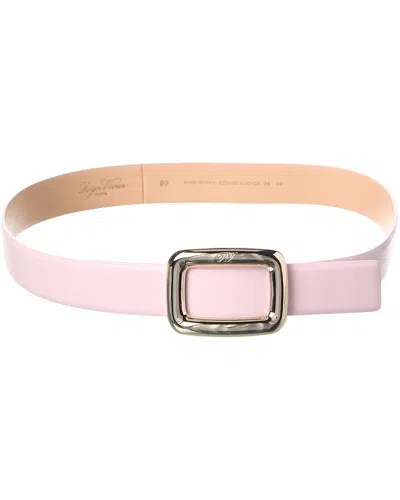 Roger Vivier Buckle Leather Belt In Pink