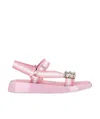 Roger Vivier Vivier Slide Trekky Crystal Buckle Sandals In Pink