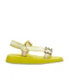 Roger Vivier Vivier Slide Trekky Crystal Buckle Sandals In Yellow