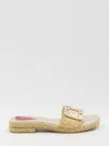 Roger Vivier Crystal Buckle Braided Raffia Espadrilles In Beige