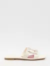 Roger Vivier 5mm New Metal Buckle Leather Slides In Beige