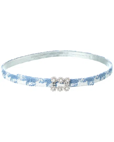 Roger Vivier Buckle Tweed Belt In Blue