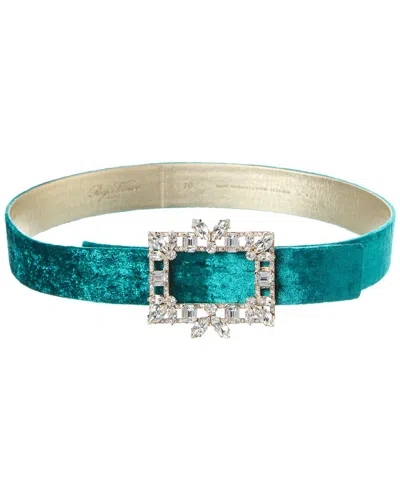 Roger Vivier Buckle Velvet Belt In Green
