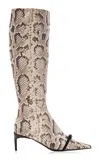 Roger Vivier Buckled Python-effect Leather Knee Boots In Neutral