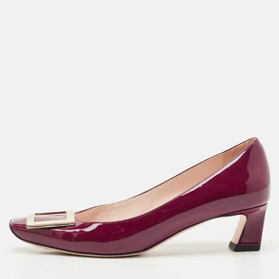 Pre-owned Roger Vivier Burgundy Patent Leather Trompette Pumps Size 37
