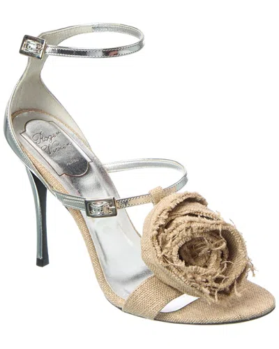 Roger Vivier Burlap & Leather Sandal