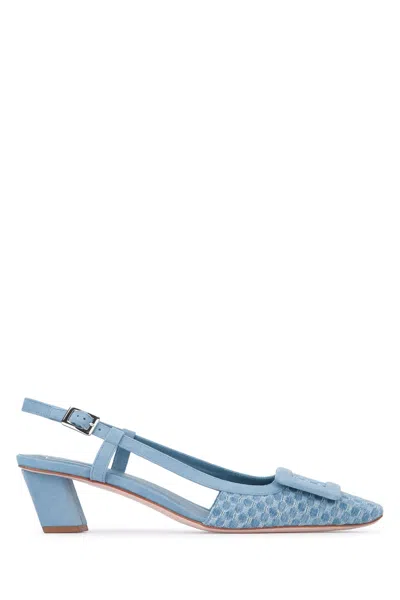 Roger Vivier Belle Vivier Slingback Pumps In Jacquard Denim In Blue