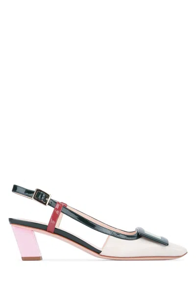 Roger Vivier 45mm Belle Vivier Patent Leather Lacquered Buckle Slingback Pumps In Multi