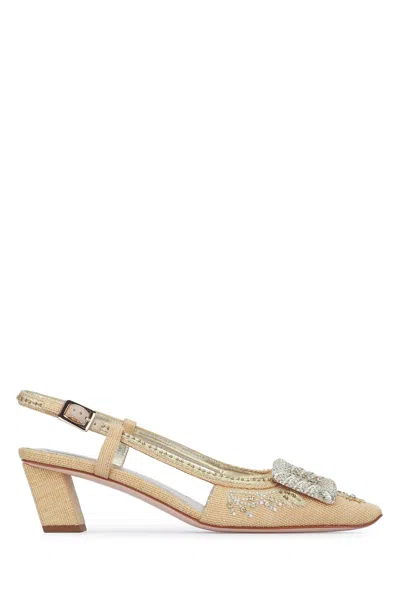 Roger Vivier Ramage Slingback Pumps With Decorative Heel Detail In Nude