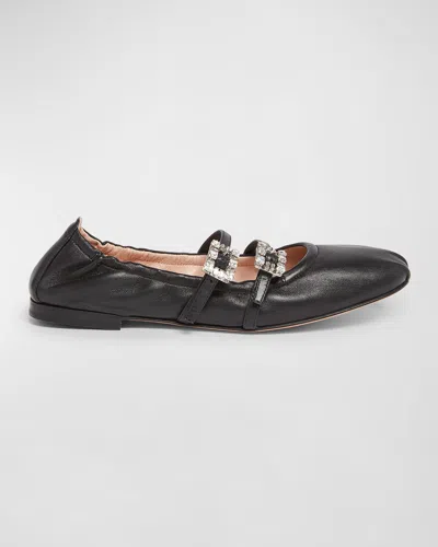 ROGER VIVIER CALFSKIN DUAL BUCKLE BALLERINA FLATS