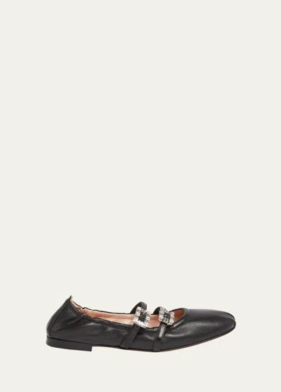 ROGER VIVIER CALFSKIN DUAL BUCKLE BALLERINA FLATS