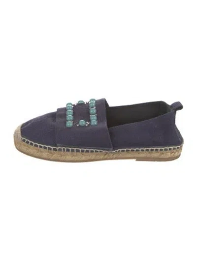 Pre-owned Roger Vivier Canvas Crystal Embellishments Espadrilles In Blue
