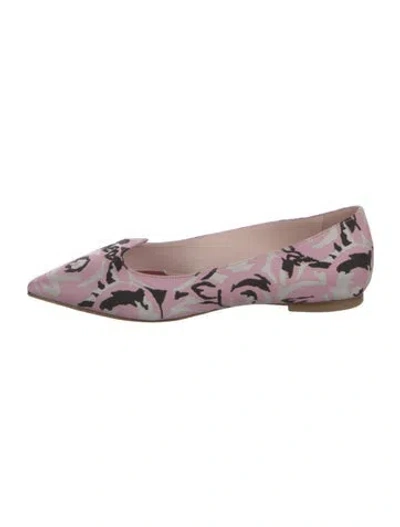 Pre-owned Roger Vivier Canvas Floral Print Ballet Flats In Pink
