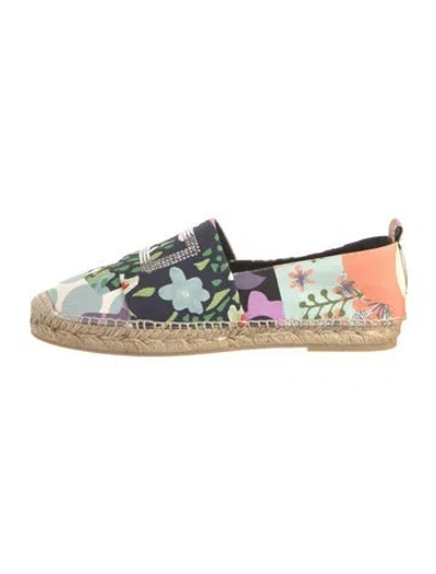 Pre-owned Roger Vivier Canvas Floral Print Espadrilles W/ Tags In Blue