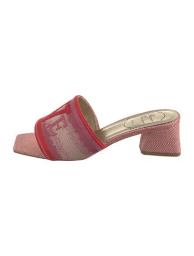 Pre-owned Roger Vivier Canvas Graphic Print Slides In Pink/red