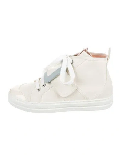 Pre-owned Roger Vivier Canvas Grosgrain Trim Sneakers W/ Tags In Neutrals