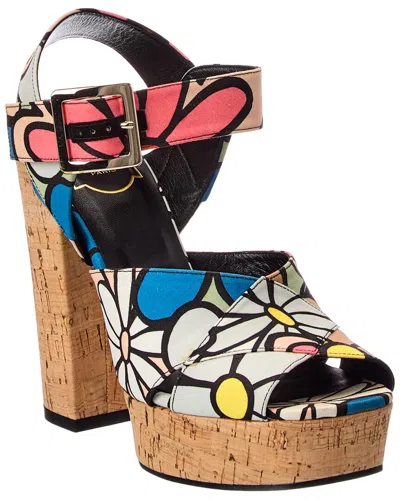 Roger Vivier Canvas Platform Sandal In Multi