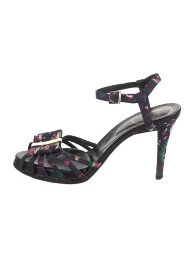 Pre-owned Roger Vivier Canvas Printed Sandals In Purple
