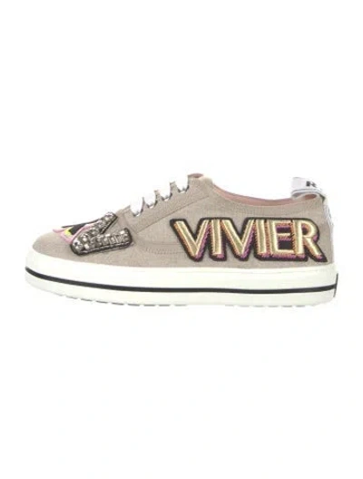 Pre-owned Roger Vivier Canvas Printed Sneakers In Neutral