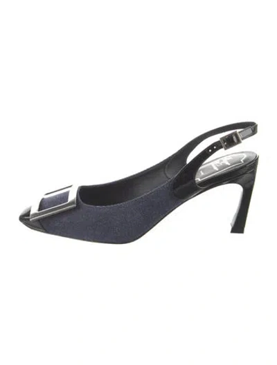 Pre-owned Roger Vivier Canvas Slingback Pumps In Blue