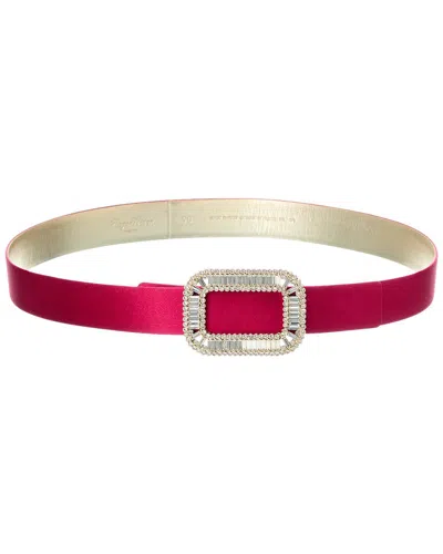 Roger Vivier Centure Pilgrim Satin & Leather Belt In Pink