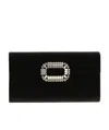 Roger Vivier Evening Envelope Satin Clutch In Black