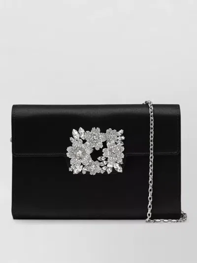 Roger Vivier Chain Strap Clutch Bag Rectangular Shape In Black