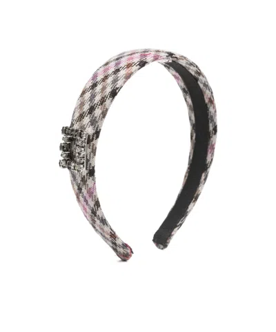 Roger Vivier Checkered Headband In Black