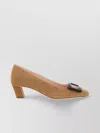 Roger Vivier Chic Block Heel Square Buckle Pumps In Brown