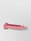 Roger Vivier Belle Pointed Ruched Leather Ballerina Flats