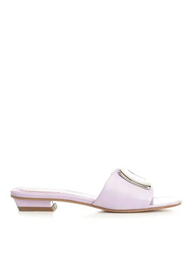 Roger Vivier Belle Vivier Mules In Leather In Purple