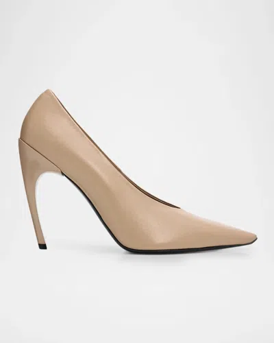 Roger Vivier Choc Decollette 100mm Leather Curved-heel Pumps In Neutral