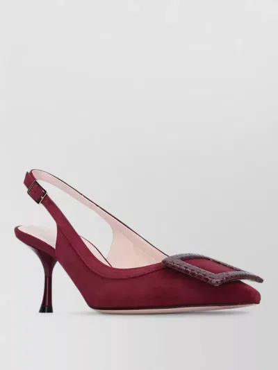 Roger Vivier City Sling Pumps Pointed Toe Kitten Heel In Red