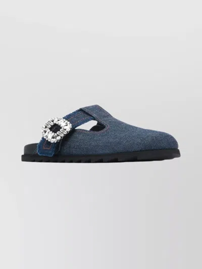 ROGER VIVIER CLOSED T-STRAP MULE BUCKLE