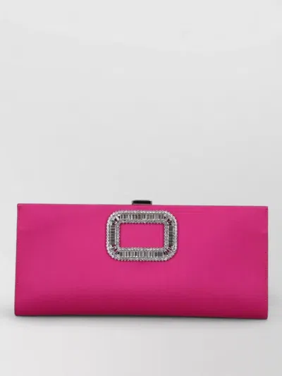 Roger Vivier Clutch Bag Satin Finish Embellished Detail In Pink