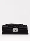 Roger Vivier Women's Satin Efflorescence Clutch Bag With Buckle In Black