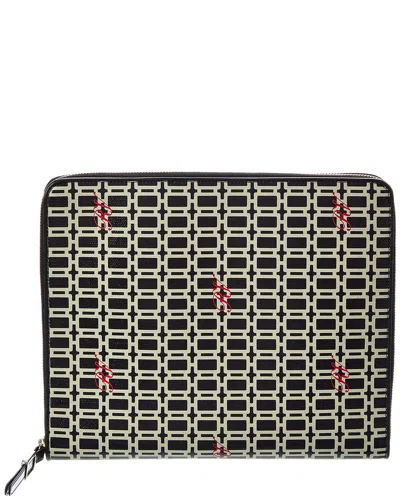 Roger Vivier Coated Canvas & Leather Ipad Case In Black