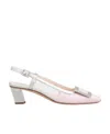 Roger Vivier Women's Salon Slingback Belle Vivier Heb. Metal Sneaker In White