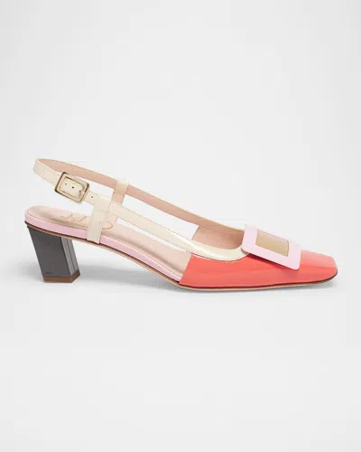Roger Vivier Colorblock Patent Leather Slingback Pumps