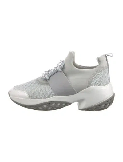 Pre-owned Roger Vivier Colorblock Pattern Crystal Embellishments Athletic Sneakers In White