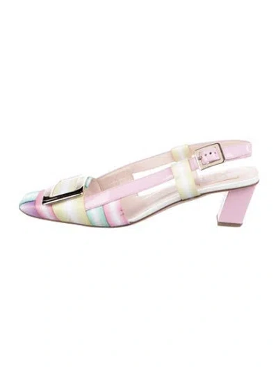 Pre-owned Roger Vivier Colorblock Pattern Slingback Flats In Pink