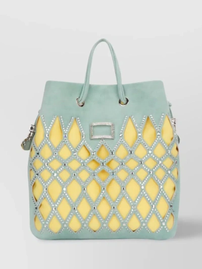 Roger Vivier Colorful Cut-out Embellished Tote In Cyan