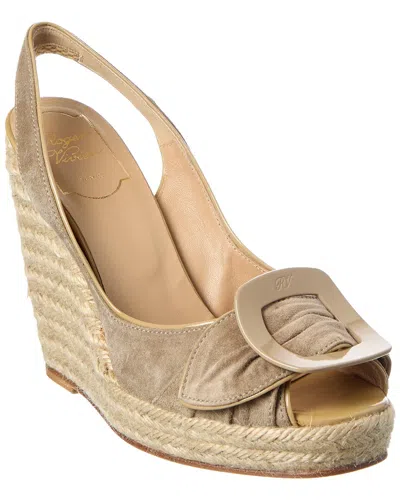 Roger Vivier Cordella Suede Slingback Wedge Sandal