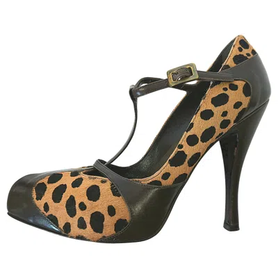 Pre-owned Roger Vivier Couture  Paris Strappy Stiletto Leather & Coarsehair Pumps 2000s In Black